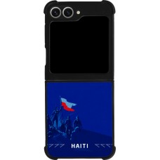 Coque Samsung Galaxy Z Flip6 - Silicone rigide noir Maillot de football Haiti 2026 personnalisable