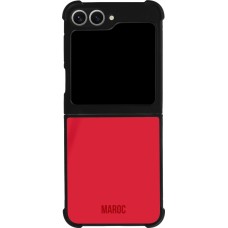 Coque Samsung Galaxy Z Flip6 - Silicone rigide noir Maillot de football Maroc 2022 personnalisable