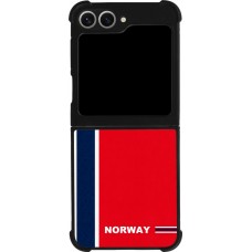 Coque Samsung Galaxy Z Flip6 - Silicone rigide noir Maillot de football Norvège 2026 personnalisable