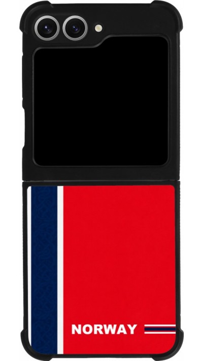 Coque Samsung Galaxy Z Flip6 - Silicone rigide noir Maillot de football Norvège 2026 personnalisable