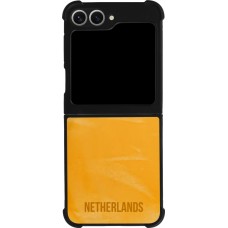 Coque Samsung Galaxy Z Flip6 - Silicone rigide noir Maillot de football Pays-Bas 2022 personnalisable