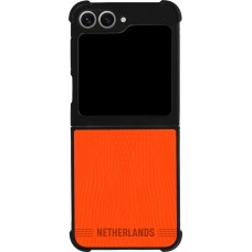 Coque Samsung Galaxy Z Flip6 - Silicone rigide noir Maillot de football Pays-Bas 2026 personnalisable