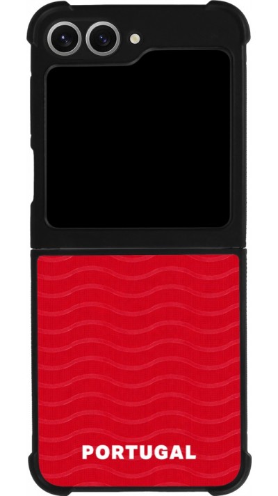 Coque Samsung Galaxy Z Flip6 - Silicone rigide noir Maillot de football Portugal 2026 personnalisable