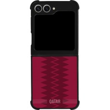 Coque Samsung Galaxy Z Flip6 - Silicone rigide noir Maillot de football Qatar 2026 personnalisable