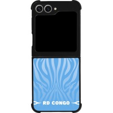 Coque Samsung Galaxy Z Flip6 - Silicone rigide noir Maillot de football RD Congo 2026 personnalisable