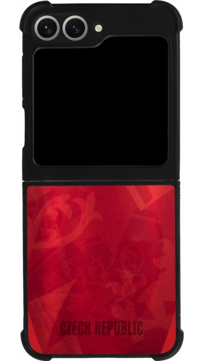 Coque Samsung Galaxy Z Flip6 - Silicone rigide noir Maillot de football République Tchèque personnalisable