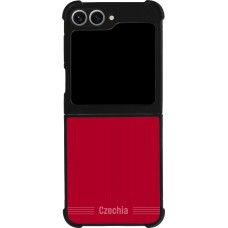 Coque Samsung Galaxy Z Flip6 - Silicone rigide noir Maillot de football Répuplique Tchèque 2026 personnalisable