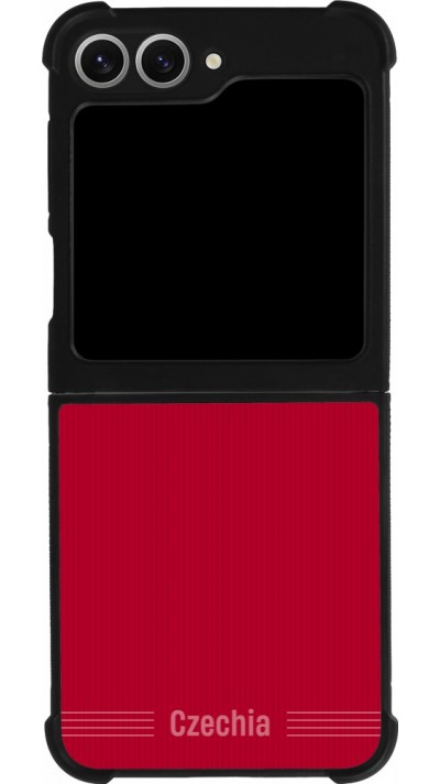 Coque Samsung Galaxy Z Flip6 - Silicone rigide noir Maillot de football Répuplique Tchèque 2026 personnalisable