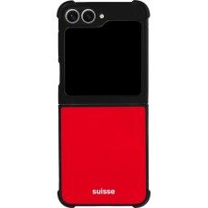 Coque Samsung Galaxy Z Flip6 - Silicone rigide noir Maillot de football Suisse 2026 personnalisable