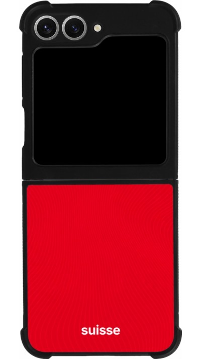 Coque Samsung Galaxy Z Flip6 - Silicone rigide noir Maillot de football Suisse 2026 personnalisable