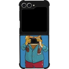 Coque Samsung Galaxy Z Flip6 - Silicone rigide noir Frog with camera DTMF