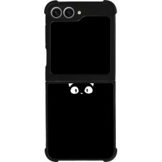 Coque Samsung Galaxy Z Flip6 - Silicone rigide noir Funny cat on black