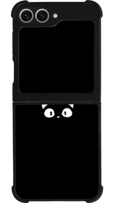 Coque Samsung Galaxy Z Flip6 - Silicone rigide noir Funny cat on black