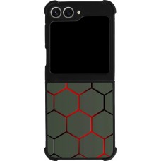 Coque Samsung Galaxy Z Flip6 - Silicone rigide noir Geometric Line red