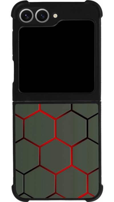 Coque Samsung Galaxy Z Flip6 - Silicone rigide noir Geometric Line red