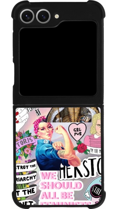 Coque Samsung Galaxy Z Flip6 - Silicone rigide noir Girl Power Collage