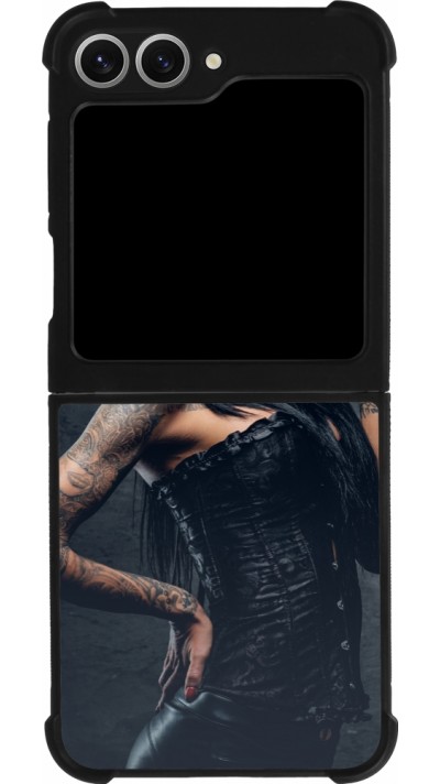 Coque Samsung Galaxy Z Flip6 - Silicone rigide noir Halloween 22 Tattooed Girl