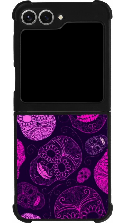 Coque Samsung Galaxy Z Flip6 - Silicone rigide noir Halloween 2023 pink skulls