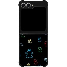 Coque Samsung Galaxy Z Flip6 - Silicone rigide noir Halloween 2024 colorful ghosts