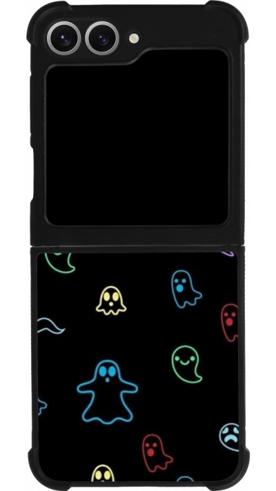 Coque Samsung Galaxy Z Flip6 - Silicone rigide noir Halloween 2024 colorful ghosts