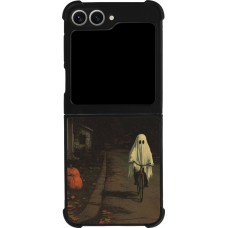 Samsung Galaxy Z Flip6 Case Hülle - Silikon schwarz Halloween 2025 Ghost on a bicycle