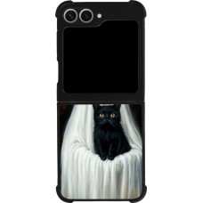 Samsung Galaxy Z Flip6 Case Hülle - Silikon schwarz Halloween 2025 Ghost with black cat