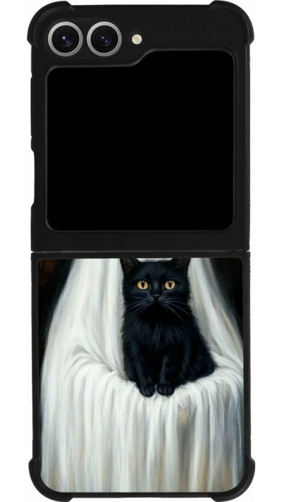 Coque Samsung Galaxy Z Flip6 - Silicone rigide noir Halloween 2025 Ghost with black cat