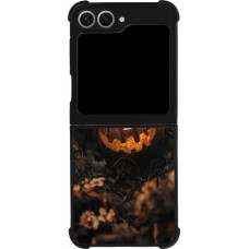 Coque Samsung Galaxy Z Flip6 - Silicone rigide noir Halloween 2025 Pumpkin with flowers