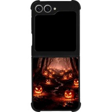 Coque Samsung Galaxy Z Flip6 - Silicone rigide noir Halloween 2025 Road of Terrifying Pumpkins