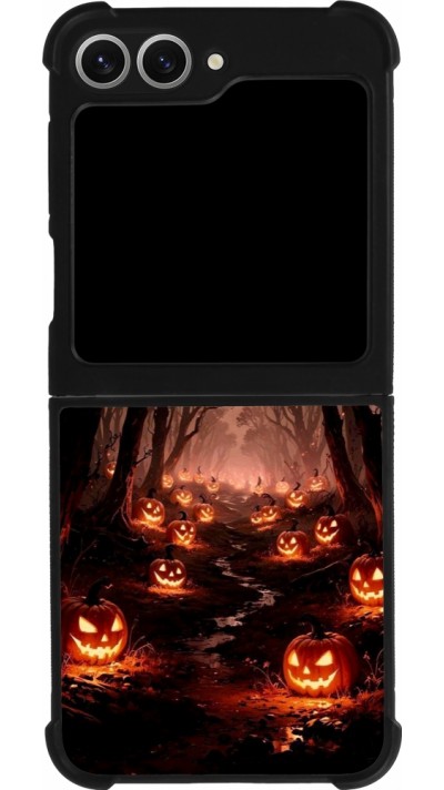 Coque Samsung Galaxy Z Flip6 - Silicone rigide noir Halloween 2025 Road of Terrifying Pumpkins