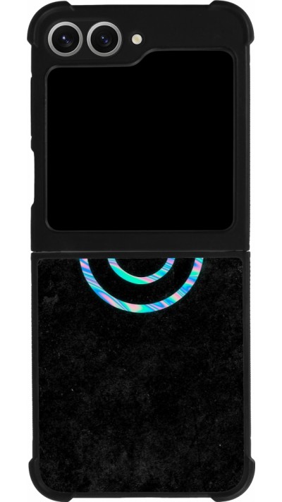 Coque Samsung Galaxy Z Flip6 - Silicone rigide noir Happy smiely irisé