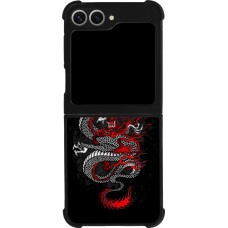 Coque Samsung Galaxy Z Flip6 - Silicone rigide noir Japanese style Dragon Tattoo Red Black