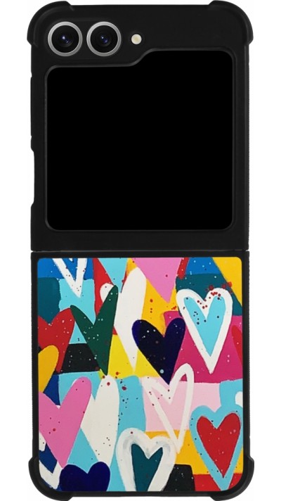 Coque Samsung Galaxy Z Flip6 - Silicone rigide noir Joyful Hearts