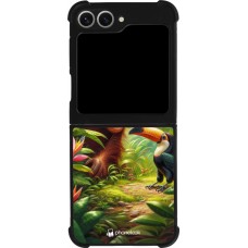 Coque Samsung Galaxy Z Flip6 - Silicone rigide noir Jungle Tropicale Tayrona