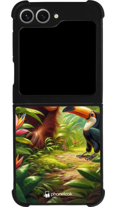 Coque Samsung Galaxy Z Flip6 - Silicone rigide noir Jungle Tropicale Tayrona