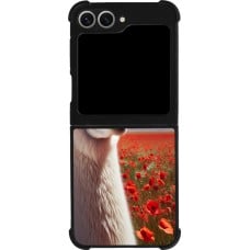 Coque Samsung Galaxy Z Flip6 - Silicone rigide noir Lama Chic en Coquelicot