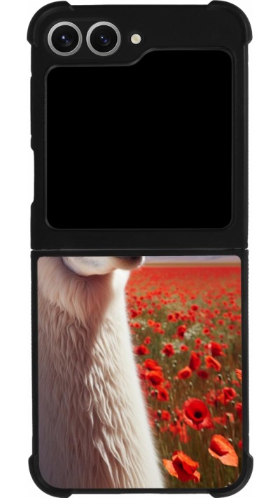 Coque Samsung Galaxy Z Flip6 - Silicone rigide noir Lama Chic en Coquelicot