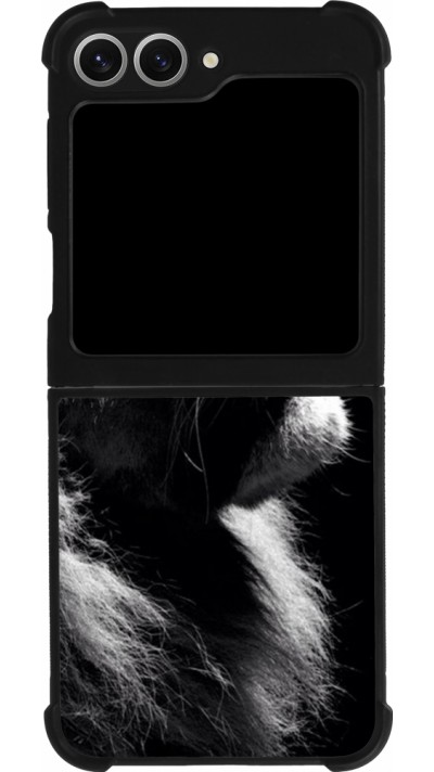 Coque Samsung Galaxy Z Flip6 - Silicone rigide noir Lion looking up