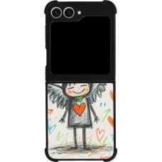Samsung Galaxy Z Flip6 Case Hülle - Silikon schwarz Little Angel Sketch Love