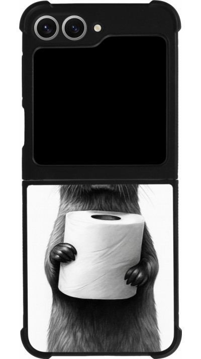 Coque Samsung Galaxy Z Flip6 - Silicone rigide noir Loutre papier de toilette