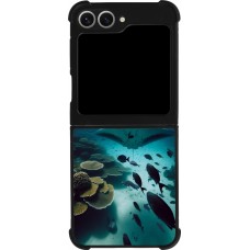 Coque Samsung Galaxy Z Flip6 - Silicone rigide noir Manta Lagon Nettoyage