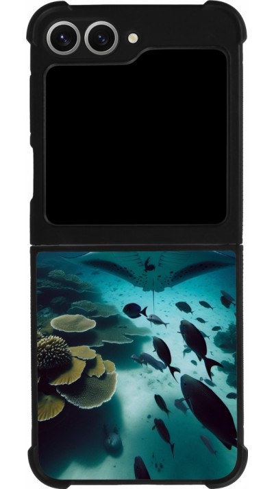 Coque Samsung Galaxy Z Flip6 - Silicone rigide noir Manta Lagon Nettoyage