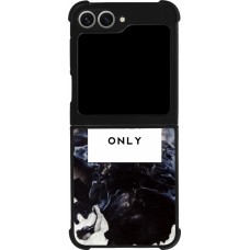 Samsung Galaxy Z Flip6 Case Hülle - Silikon schwarz Marble Good Vibes Only