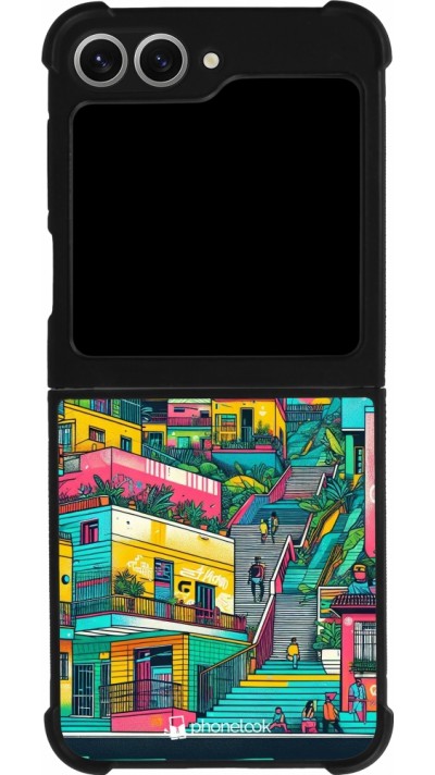 Coque Samsung Galaxy Z Flip6 - Silicone rigide noir Medellin Comuna 13 Art