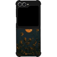 Coque Samsung Galaxy Z Flip6 - Silicone rigide noir Moon Flowers