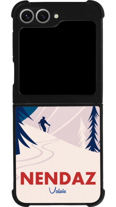 Coque Samsung Galaxy Z Flip6 - Silicone rigide noir Nendaz Cabane Ski