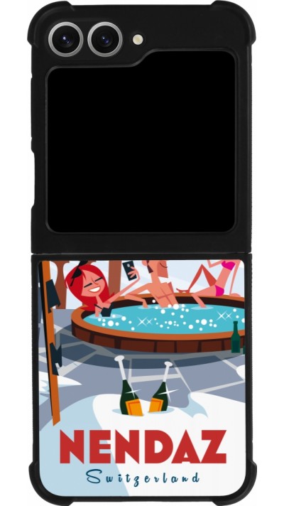 Coque Samsung Galaxy Z Flip6 - Silicone rigide noir Nendaz Mountain Jacuzzi