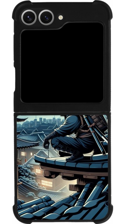 Coque Samsung Galaxy Z Flip6 - Silicone rigide noir Ninja sous la lune