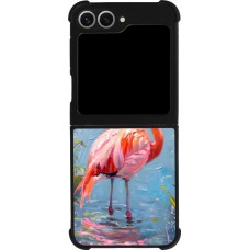 Coque Samsung Galaxy Z Flip6 - Silicone rigide noir Paint Flamingo