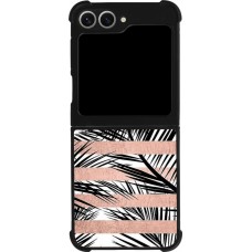 Samsung Galaxy Z Flip6 Case Hülle - Silikon schwarz Palm trees gold stripes